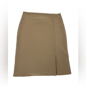 AYM Khaki Tan Stretchy Mini skirt with slit Size Small‎